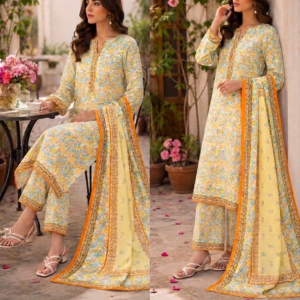 Floral Garden Print Cotton 3-Piece Suit