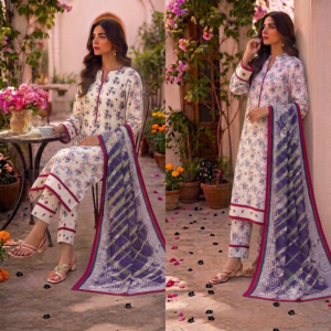 Floral & Swirl Print Cotton 3-Piece Suit