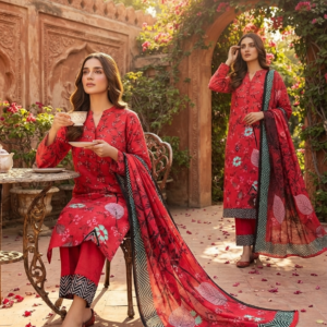 Radiant Red Floral Premium Winter Khaddar Collection